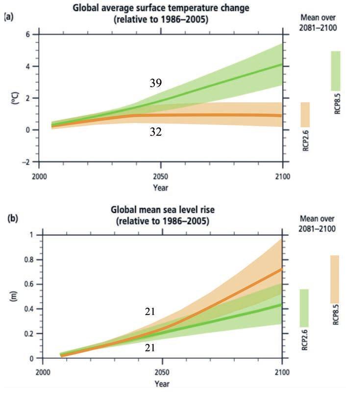 Figura 2A-2B - Le figure illustrano gli scenari di aumento delle temperature globali e
