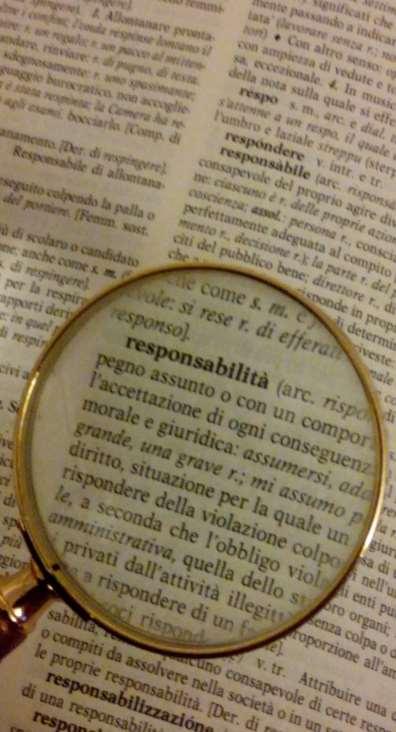 RESPONSABILITA è un sostantivo di derivazione latina responsus", ossia rispondere.