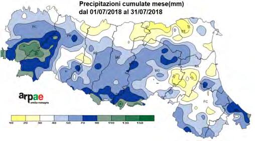 Luglio 2018 La prima settimana di luglio 2018, dal 2 al 8, ha visto rovesci e temporali, anche con grandine, in particolare nelle giornate di martedì 3, giovedì 5 e venerdì 6.