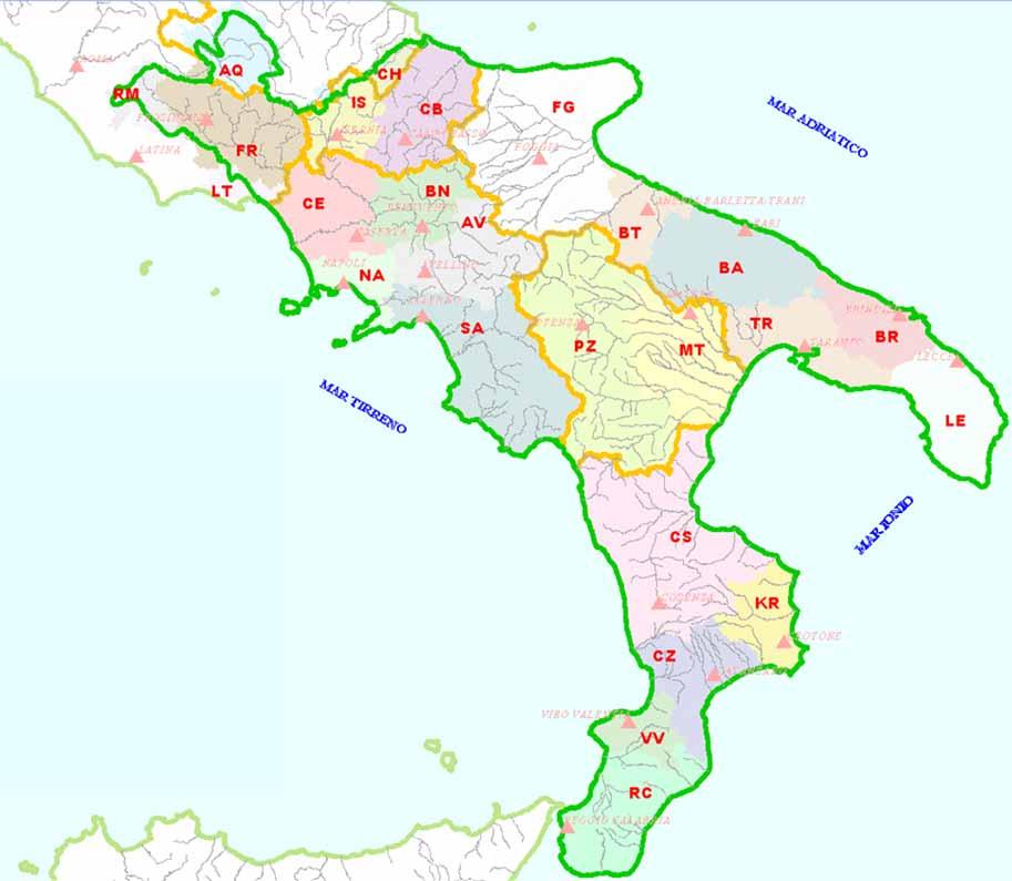 221/2015( Regioni: n. 7 (Abruzzo, Basilicata, Calabria, Campania, Lazio, Molise, Puglia) Province: n.
