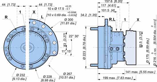 ] - 0,2-0,185 0 0-0,078-0,007 imensioni d'ingombro distribuzione a 1 cilindrata con cambio incorporato