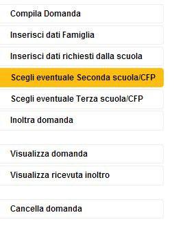 15 IL SISTEMA, NEL BANNER DI SINISTRA, TI PERMETTE A QUESTO PUNTO DI SCEGLIERE LA SECONDA O TERZA SCUOLA. A TAL PROPOSITO PUOI: 1. SCEGLIERE GLI INDIRIZZI DEL L.