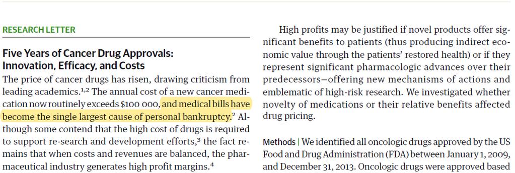 Five Years of Cancer Drug Approvals: Innovation, Efficacy, and Costs (Mailankody & Prasad, Jama oncology