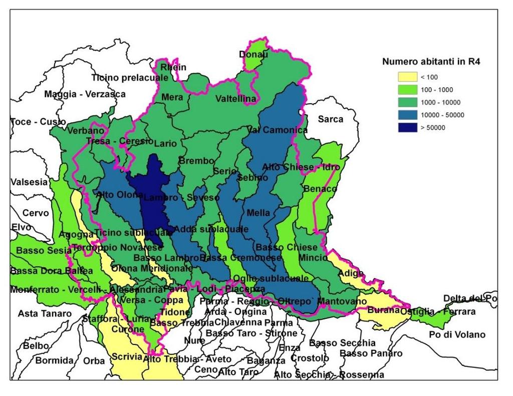 Sintesi del rischio in Lombardia - superfici e popolazione in R4 Inoltre, ricadono in R4: - 120 scuole (su 5854