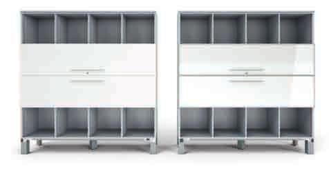 The flexibility of these bookshelves with sash-sliding doors allows their positioning in prestigious environments.