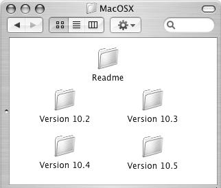 MAC OS X 4 Fare doppio clic sulla cartella corrispondente alle versioni del sistema operativo. v10.2.8 v10.3.9 v10.4.11 v10.5-10.5.5 5 Fare doppio clic sull'icona [MX-PKX] ( ).