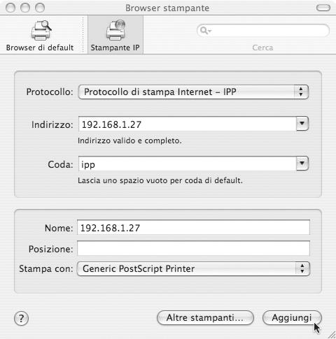 MAC OS X Stampa mediante la funzione IPP La macchina può eseguire stampe utilizzando la funzione IPP.