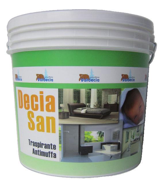 TRASPIRANTE ANTIMUFFA Idropittura igienizzante per interni Idropittura traspirante-antimuffa, a base di resine in dispersione acquosa, biossido di titanio, e additivi speciali.