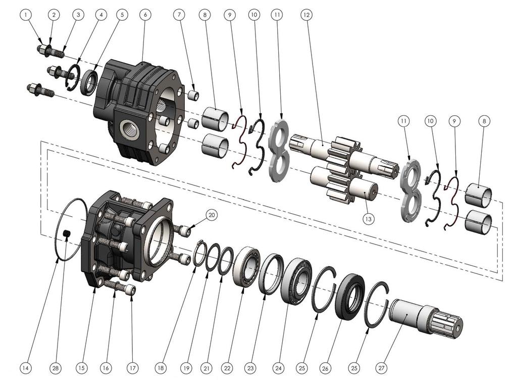 Kit guarnizioni / Seal Kit 9 105-900-00197 10 14 26 + 5 506-024-25401 ESPLOSO POMPE