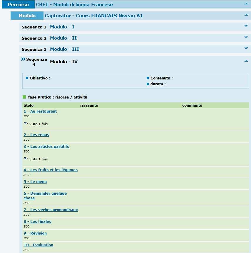 lingua, l allievo deve cliccare sulla sezione «La mia