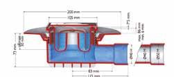 79 mm) Altezza sifonante: 30 mm Uscita orizzontale in PVC : Capacità di evacuazione 0,84 l/s Ø50 Maschio