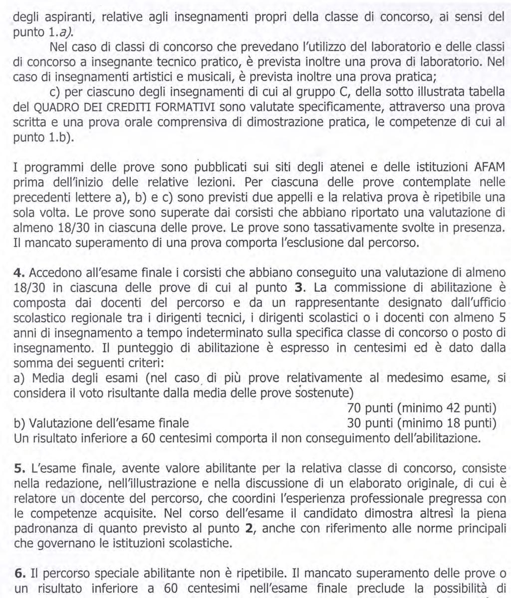 degli aspiranti, relative agli insegnamenti propri della classe di concorso, ai sensi del punto l.a).