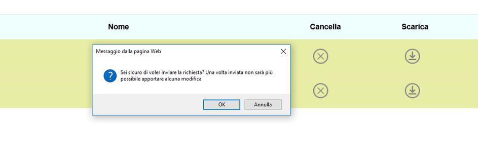 Dopo l invio, il sistema chiede conferma (Figura 26) e dopo aver cliccato su OK, l utente