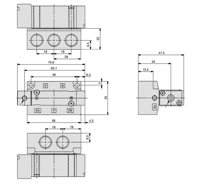 SYA000/5000/7000 SerieSYA5000: montaggio su base