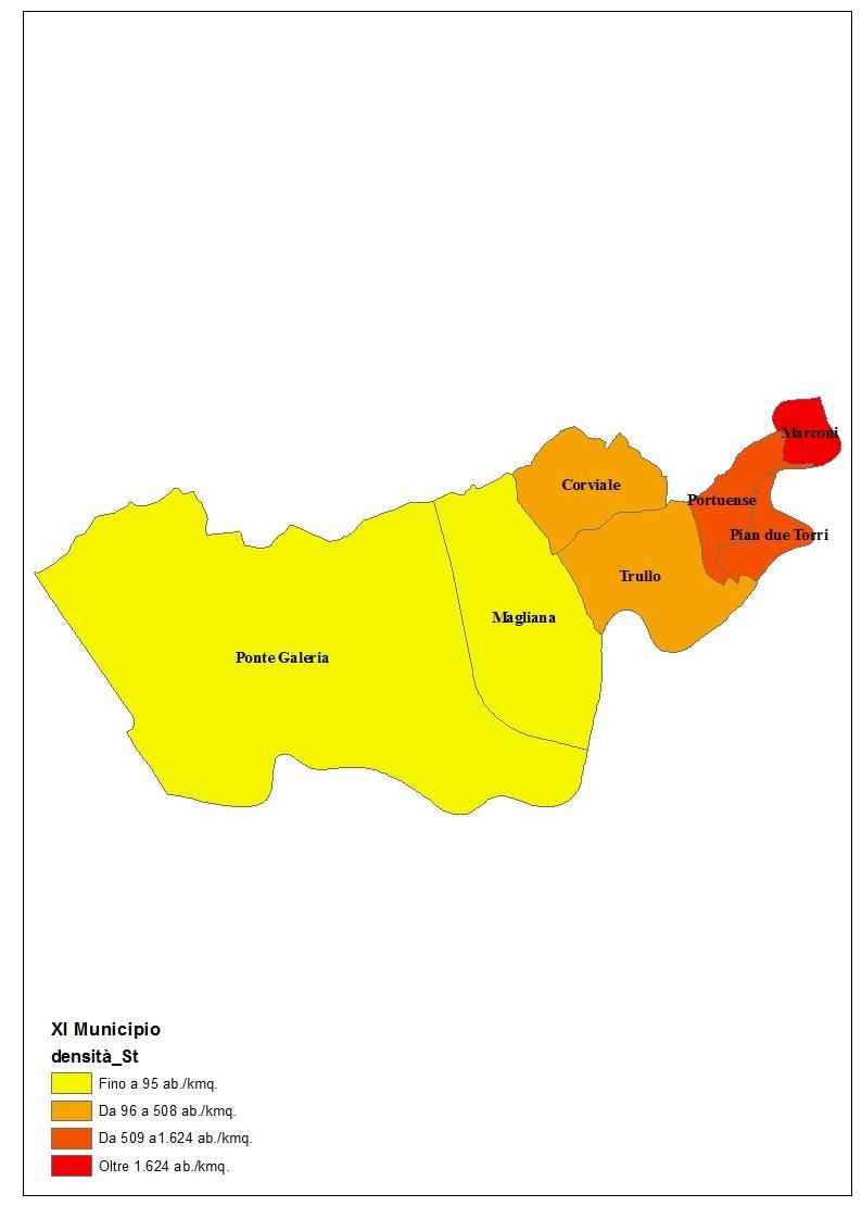 LA POPOLAZIONE STRANIERA RESIDENTE Densità della popolazione straniera residente nelle zone urbanistiche del XI Municipio.