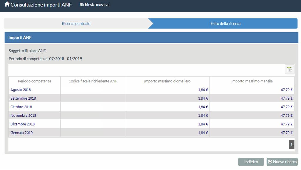 Esito della Ricerca Dopo aver acceduto all applicativo attraverso i passaggi precedentemente descritti, l utente viene indirizzato nella pagina dell Esito della ricerca (Figura 10).