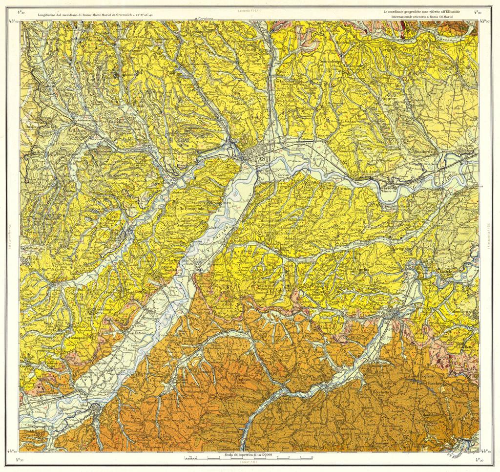 Inquadramento geologico dell area oggetto di studio (Foglio n 69 della Carta Geologica d Italia in scala 1:100.000). Con il colore giallo-marrone è rappresentata la formazione delle Marne di S.