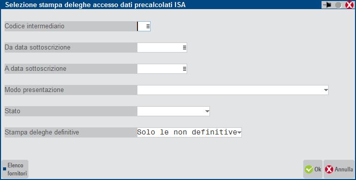 STAMPE FISCALI/COMUNIC./INVII TELEM. CONFERIMENTO/REVOCA DATI ISA PRECALCOLATI STAMPA DELEGA Da questo menu è possibile selezionare la delega (o le deleghe) e procedere alla stampa.