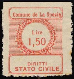 1,50 arancio 1951/< Carta bianca, liscia. Stampa mm. 23x25.