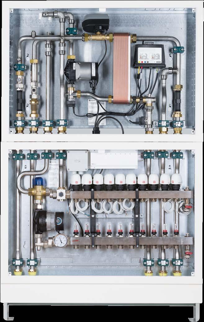 Mandata riscaldamento: 55 C Temperatura acqua calda: 45 C p 400 mbar Raccordo per il montaggio del contatore energia Raccordo integrato per il