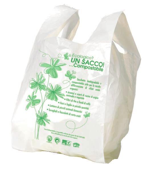 SH30BMB Formato: cm 30+9+9x60 Peso gr. 13,10 Peso conf. 6,5 Kg. EXTRA Shopper bianco compostabile Cod.