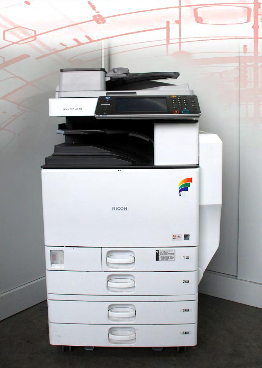 RICOH MP C 3002 MULTIFUNZIONE COLORE - RIGENERATA PRINCIPALI CARATTERISTICHE : velocità: 30 pagine al minuto A4 Printer/Scanner (a colori) F/R (fronte retro) FAX 4 Cassetti (2 cassett+supporto)