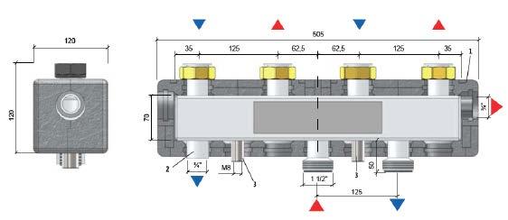 80 mm H2o Perdite di carico a 2000 l/h MV3 120 mm H2o