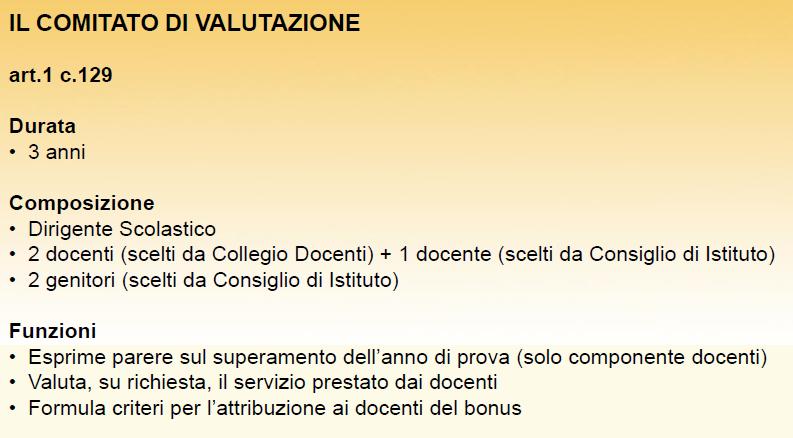 la legge n.107 precisa che la formazione è obbligatoria. Le informazioni sono però ancora frammentarie e poco chiare. Comitato di valutazione.