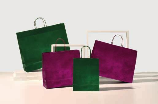 ORTISEI COLORATI New 2019 Shopper Automatico J-FOLD Bordo risvoltato - Kraft bianco con fondo pieno - Maniglia carta Verde bosco Ciclamino Ref. 253 Ref.