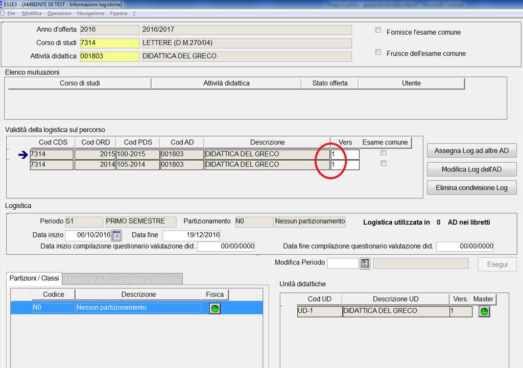 La Condivisione logistica tra Attività Didattiche (AD) è una funzione che consente di condividere le informazioni legate al semestre e al docente titolare dell insegnamento, e va definita nei casi in