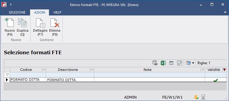 Salvare i PARAMETRI FTE appena configurati NEL CASO