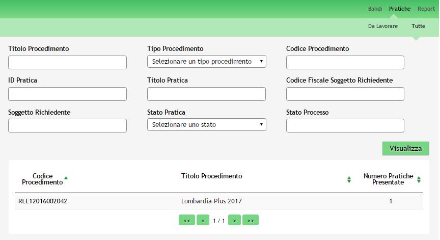 4. Area Pratiche In qualunque momento è possibile accedere alla propria pratica tramite il menu PRATICHE.