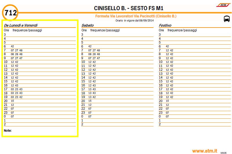 bus linea 712 fermata Via