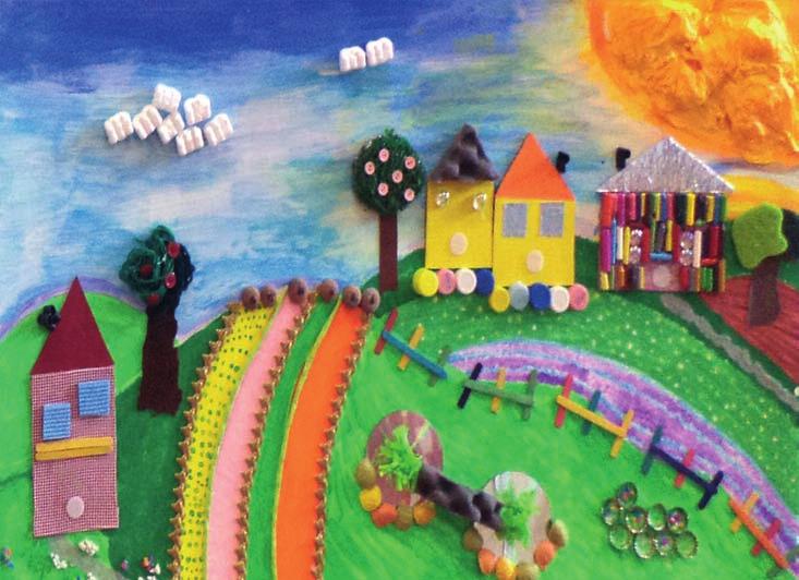 Agosto Bambine e bambini di 4 e 5 anni Artetattile Tecnica mista: pittura e collage con l utilizzo di materiali di recupero Scuola dell infanzia Monte Cristallo