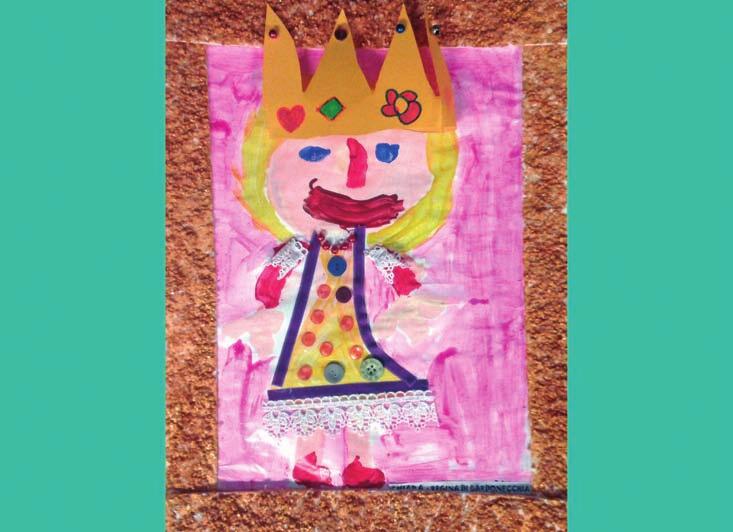 Ottobre Chiara, 5 anni Regina di Bardonecchia Acquarelli, tempere acriliche, bottoni, pizzi e fettucce colorate Scuola dell infanzia Via