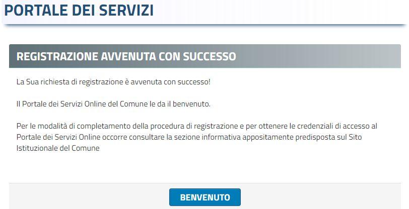 conferma Se il numero della carta di identità è stato inserito correttamente le credenziali per l accesso ai servizi on line del Comune di Corbetta arriveranno all indirizzo mail indicato