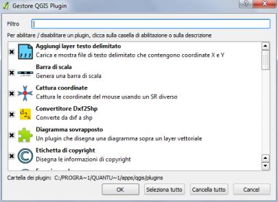 I singoli plugin scaricati e installati possono poi essere