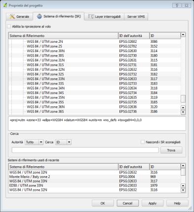 per utenti esperti). All avvio di QGIS, le unità di mappa predefinite sono espresse in gradi, quindi secondo un sistema di coordinate geografiche (φ e λ) e non piane.