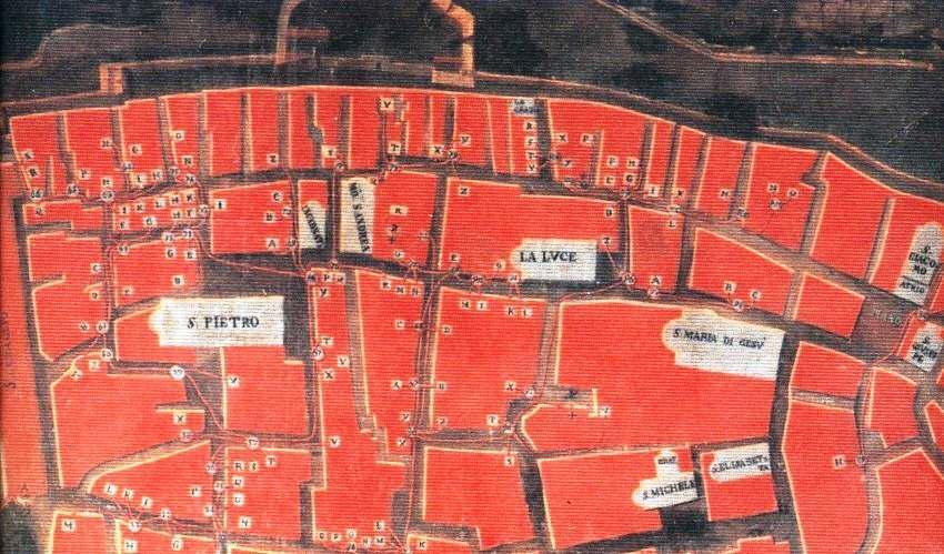 Mappa di parte della città riportata da Benigno di Santa Caterina.