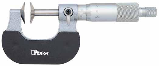 Supplied with disk measuring surfaces with lapped measuring surfaces. Clamping lever. Resolution 0,01.