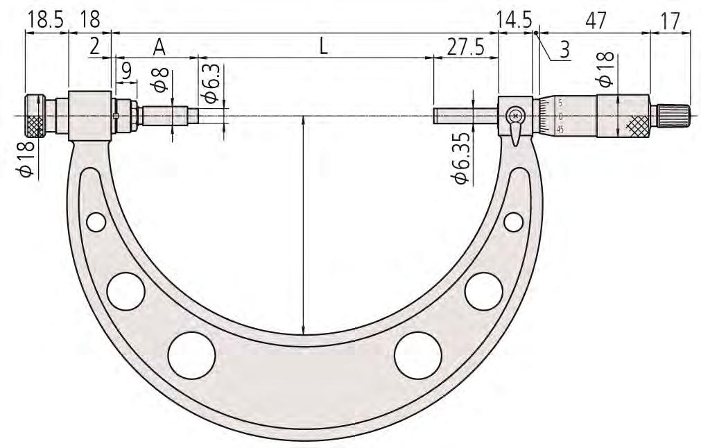 Micrometri per esterni con incudini intercambiabili Serie 104/340 Incudini intercambiabili opzionali per serie 104 e 340 B C Nota: i valori B