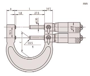 regolazione Serie 113 Micrometri a doppia asta per controlli in serie ed incudine con bordi smussati