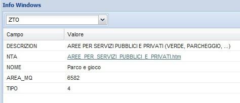 Il risultato che si ottiene è una scheda completa dell'elemento grafico, l'evidenziazione in mappa e la possibilità