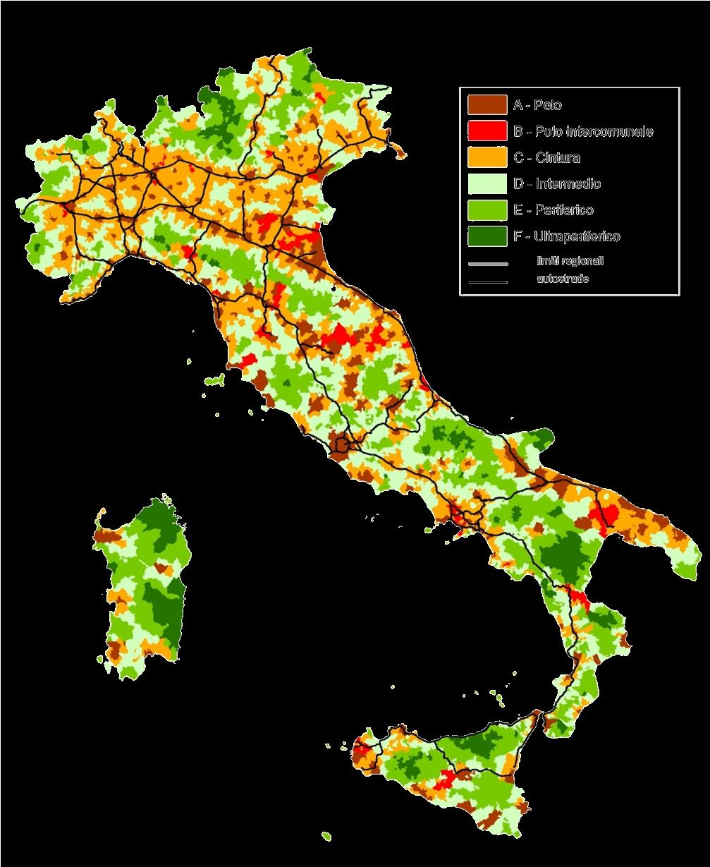 La mappa delle Aree Interne La grafica e i numeri Le Aree Interne italiane rappresentano: 1. il 52% dei Comuni; 2. il 22% della popolazione; 3.