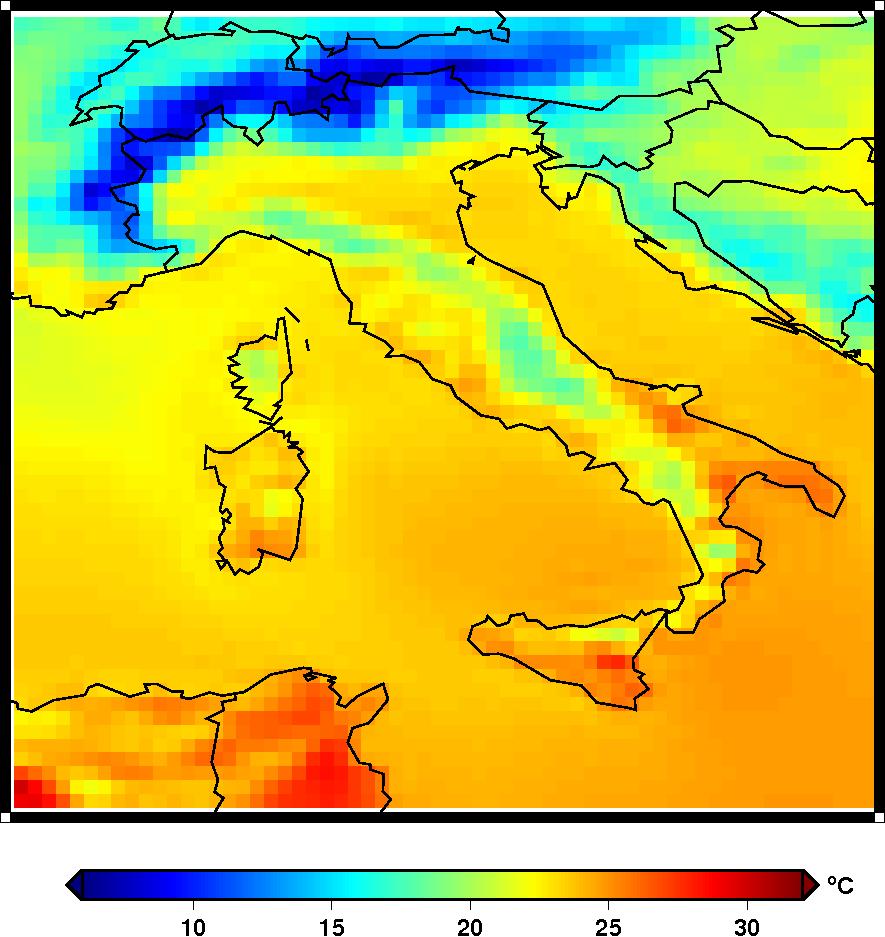 PRESENTE Temperatura media in estate <1979-2008>