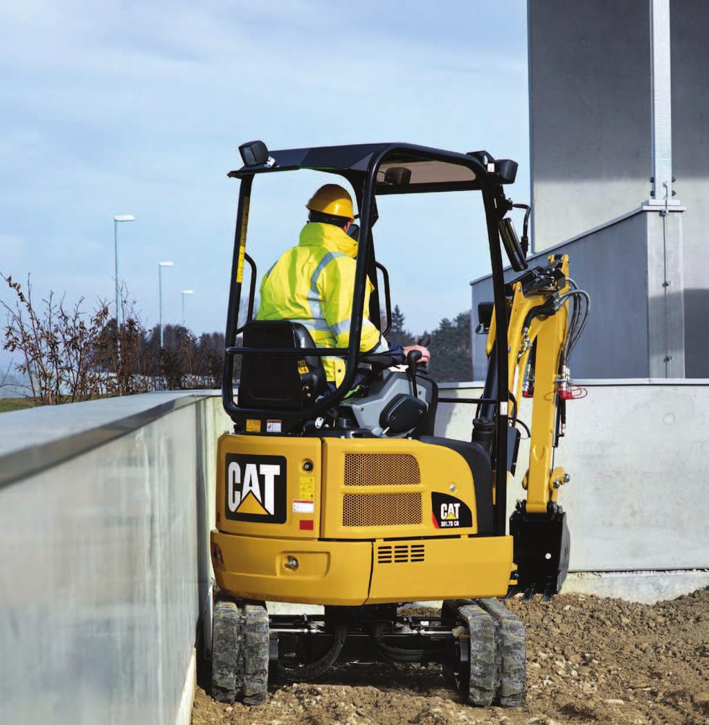 Raggio compatto Produttività in spazi ristretti con ingombro di rotazione minimo L'ingombro di rotazione minimo del Cat 301.