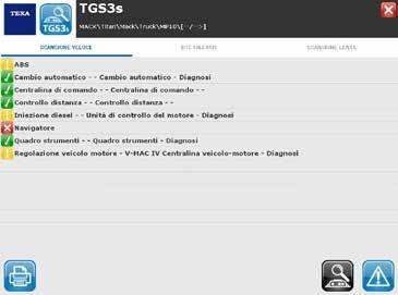 Oltre all effettuazione della scansione di tutte le centraline, TGS3s consente di cancellare gli errori riscontrati nelle diverse ECU e di visualizzare un accurato report degli stessi.