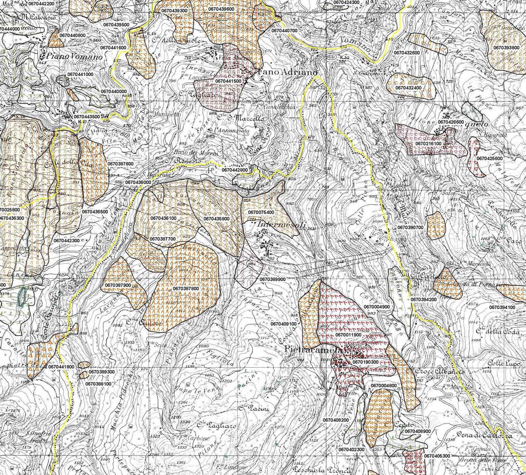 Piano di Assetto Idrogeologico (PAI) - CARTA INVENTARIO FENOMENI FRANOSI ED EROSIVI scala 1:25 000 0 6