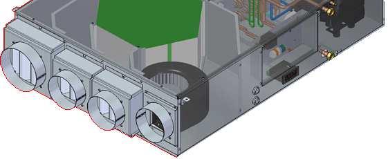 Ripresa aria ambienti Ǿ 160mm 2. Ripresa aria viziata Ǿ 125mm 3. Aspirazione aria esterna Ǿ125mm 4. Espulsione aria viziata Ǿ125mm 5.