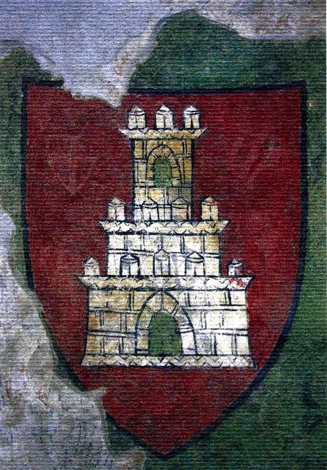 Affresco raffigurante lo stemma del Comune di Trevi, sec.